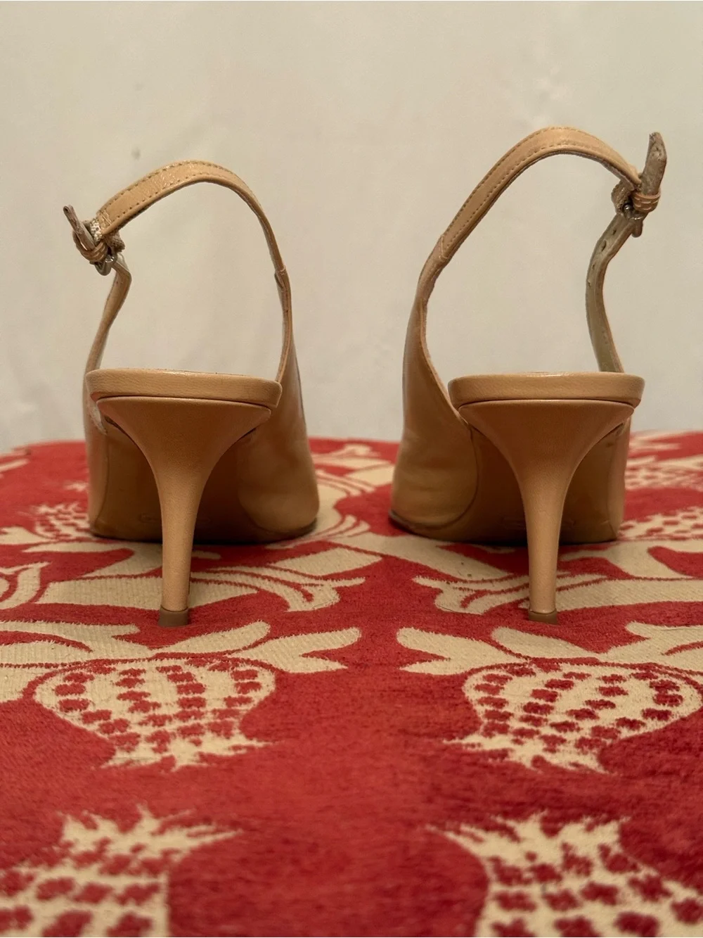 Coach Beige Pointed-Toe Slingback Heels